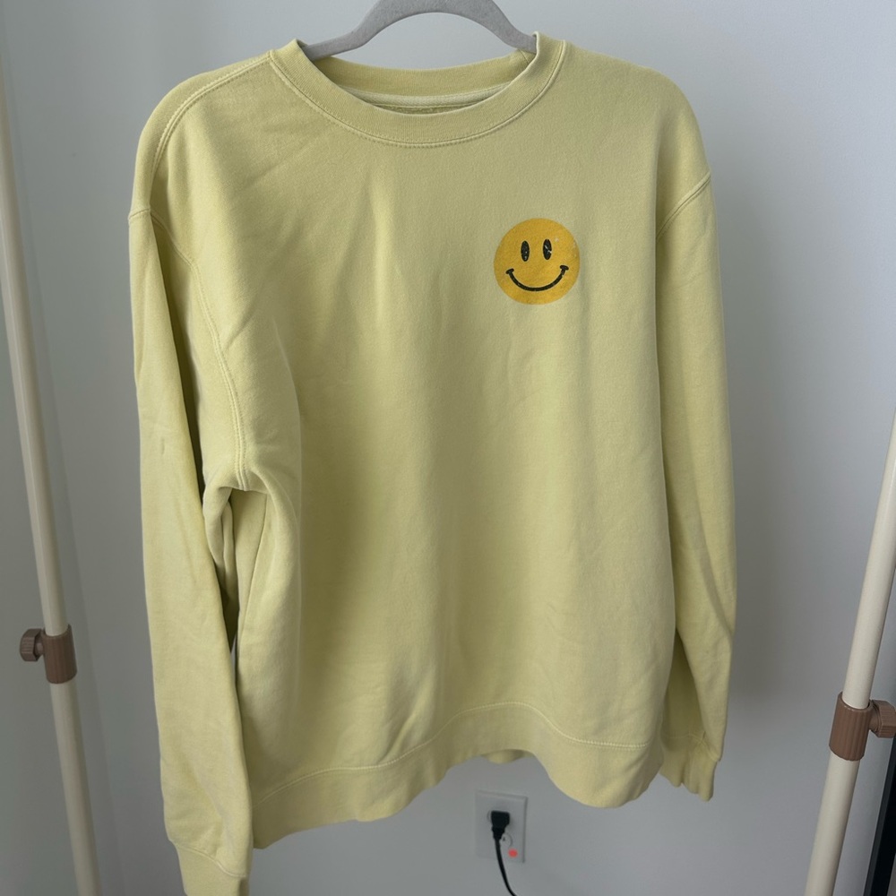 Mallory Ervin Living Fully Co Yellow Smiley Face Sweatshirt